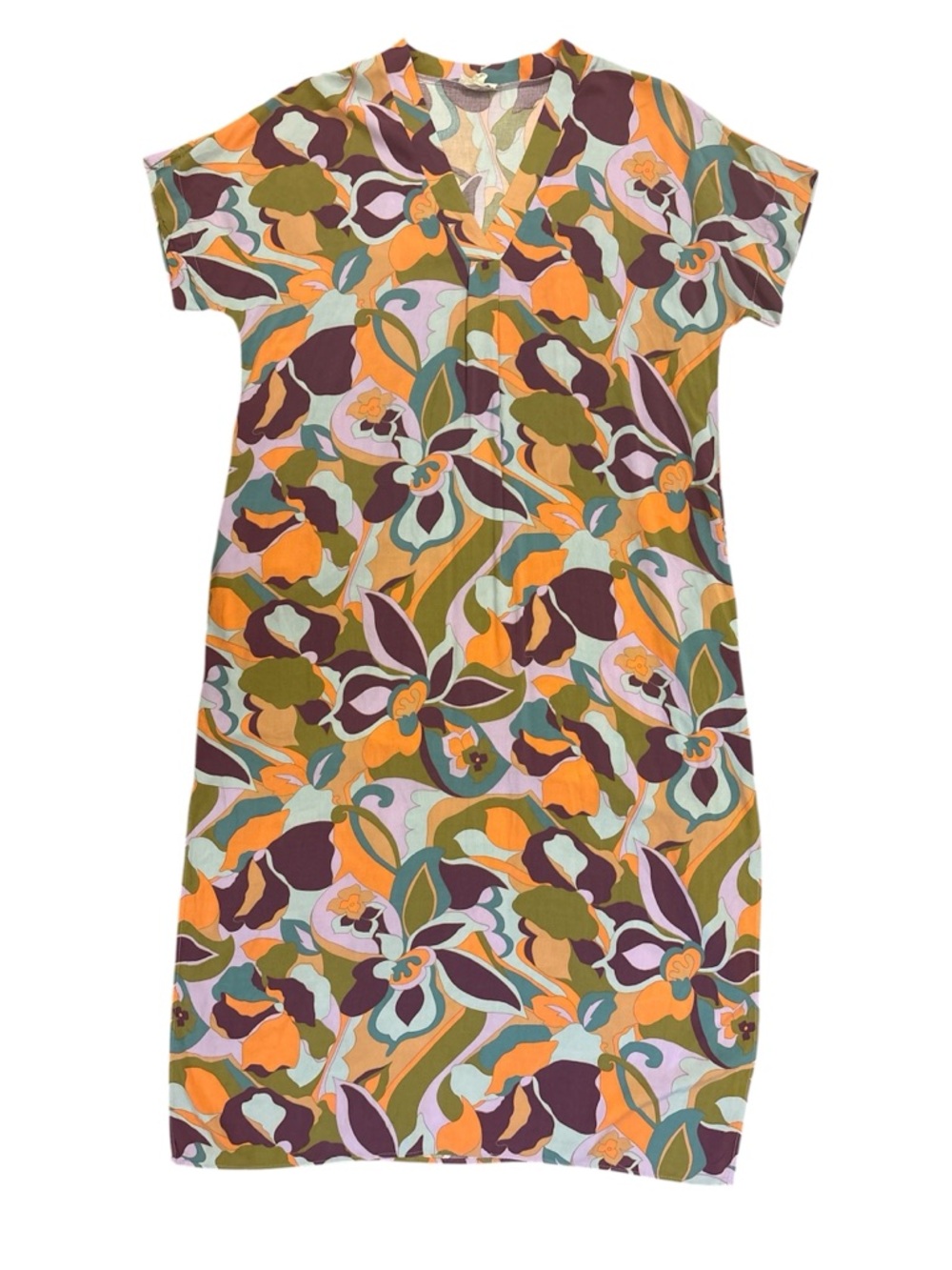 Easel Los Angeles Colorful Abstract  Floral Pattern Kaftan Dress